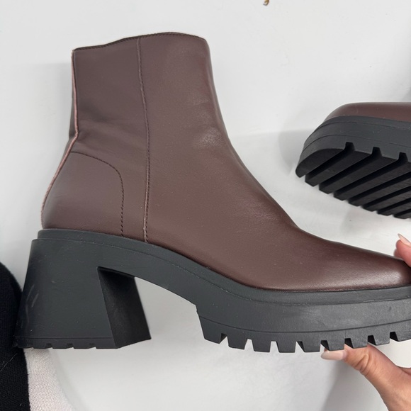 Steve Madden Fella Boot Womens Brown Leather Square Toe Ankle Bootie - Picture 7 of 11